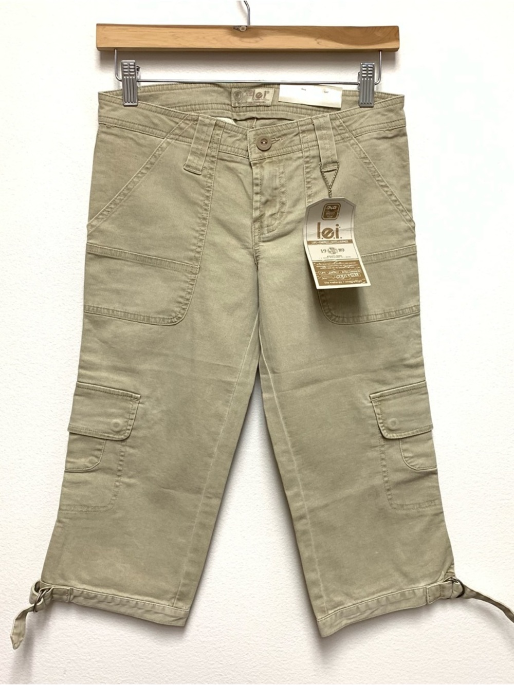 Vintage Y2K LEI Low Rise Utility Cargo Capri Pants Size 1 Skater Grunge Gorp 90s